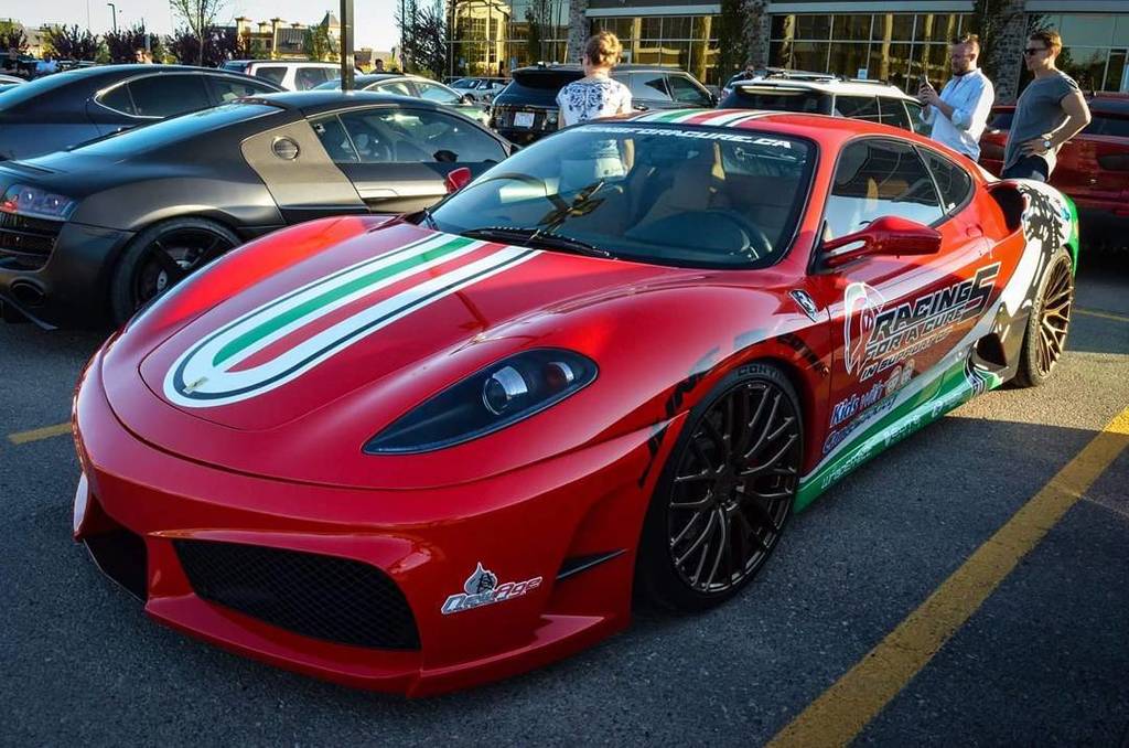 OnlyFerrariPics's tweet photo. One of the hottest cars at #eurocarsandcoffee with #fcaalberta on Tuesday night was this #Ferrari #F430 #Veilside w… https://t.co/vDSRXH2l19