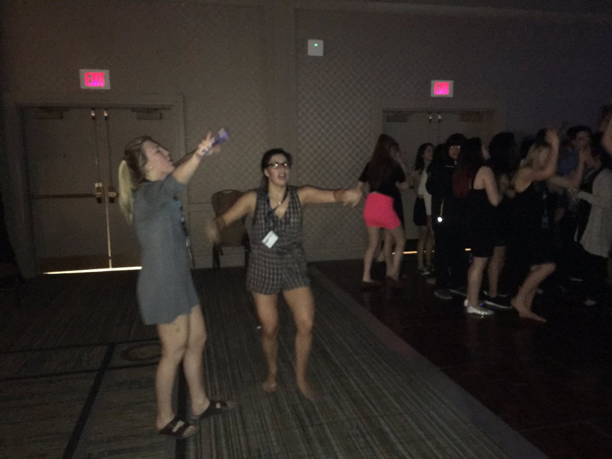 TeamMbFemaleHky's tweet image. @taynyctom @LegaultLauren rippin up the dance floor @2016NAHC Gala!! #RaveMode #EnergizerBunnies #GoToba