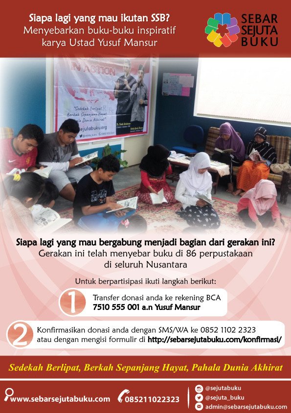 sejuta_buku's tweet photo. SSB telah menyebarkan buku di 86 perpustakaan di seluruh Nusantara.| Siapa lg yg mau bergabung? Info: 0852 1102 2323 https://t.co/elpicNHnn6