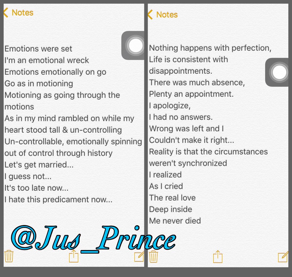 ImJus_Prince's tweet photo. New Poem | "Our Note"
~ I'm An Emotional Writer ~
#JusPrince #OurNote #Poet #Philly #PoetryCommunity #Writer #Art https://t.co/ZL4r2JKns8