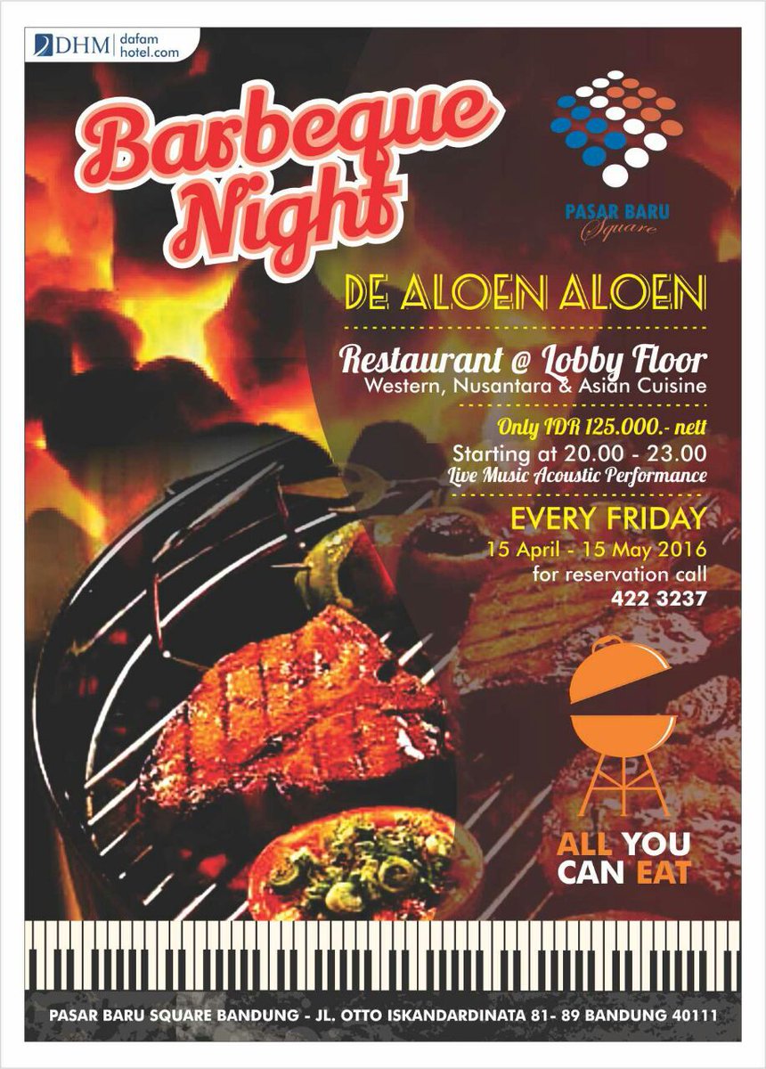 psb_square's tweet photo. @infobdg Ayo malam ini kita kumpul2 dan nikmati BBQ Night di Outdoor area Rendezvous Cafe, @psb_square https://t.co/JOhdEGsfqK