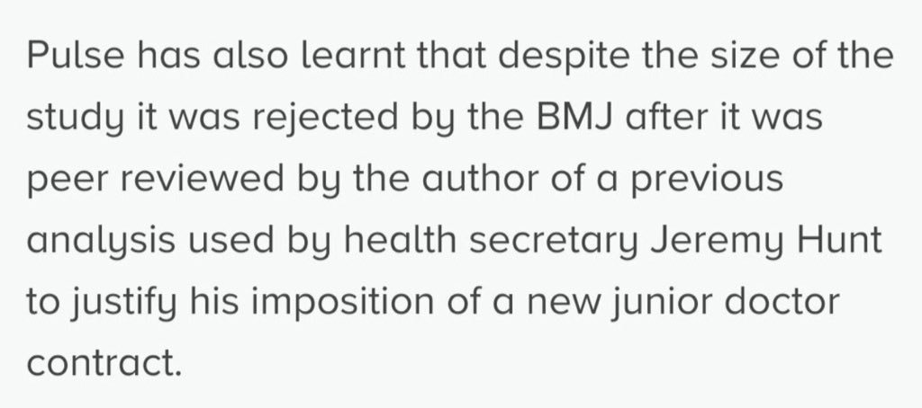 RoshanaMN's tweet photo. Meacock 'weekend effect' paper rejected by Freemantle reviewing for BMJ 🤔 https://t.co/0AxbQOsAL3