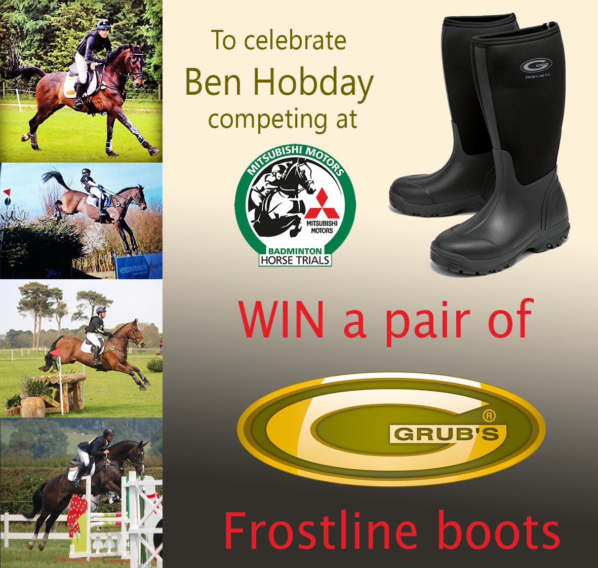 GrubsBoots's tweet photo. #FreebieFriday Win #GrubsFrostline Boots to celebrate @BenHobday competing at @bhorsetrials! Simply FLW&amp;RT to enter! https://t.co/A9EF3fevlE