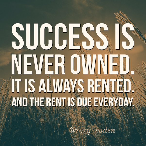 KariJoys's tweet photo. #Success is never owned. It is always rented... 

#SuccessTRAIN https://t.co/VIyiVJyrKv 
RT @Mike_Stelzner @NikaStewart @rory_vaden