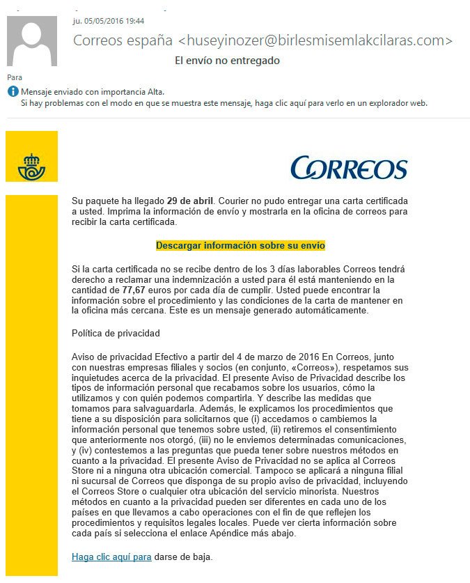 acolorweb's tweet photo. Fácil caer en el virus que codifica archivos Tras una notificación para recoger un paquete https://t.co/j9i8excsei https://t.co/df27df6t1H