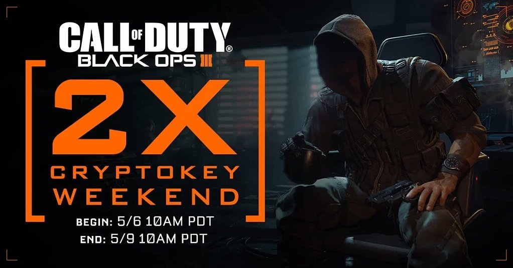 GChild333's tweet photo. Gear up, #2xCryptokey weekend starting soon! #BlackOps3 @Gamer_RTweets @BO3Retweets @BO3RT https://t.co/eJWg51slTG