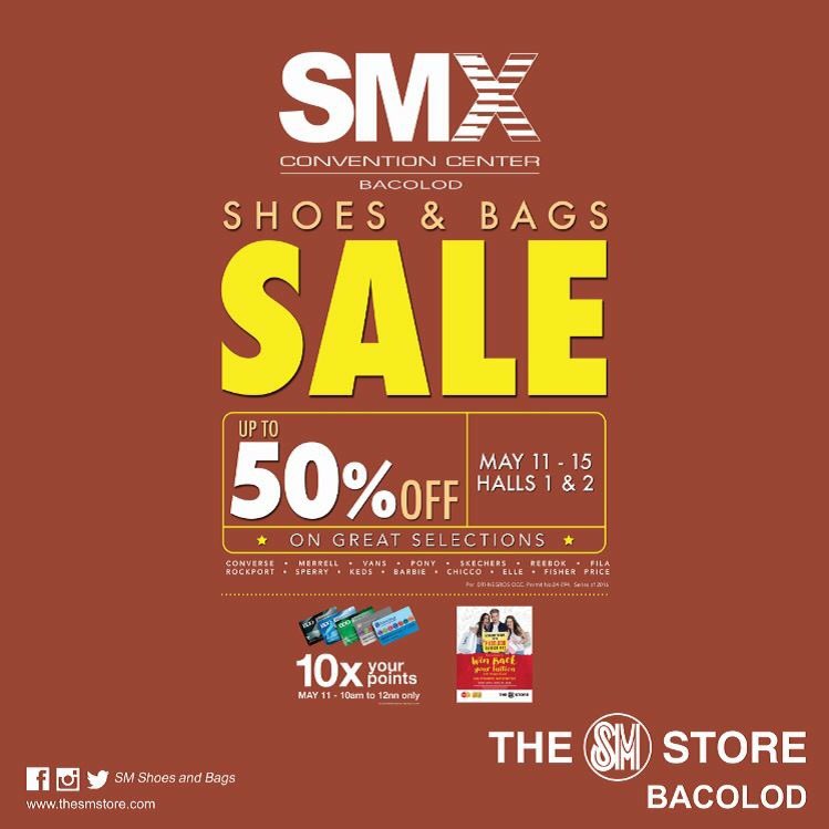 SM_CityBacolod's tweet photo. Shoes and Bags Sale happening on May 11-15 at #TheSMXConventionCenter! 

#SMSAle #SMCityBacolod #EveythingsHere! https://t.co/0vf3VGUwEH