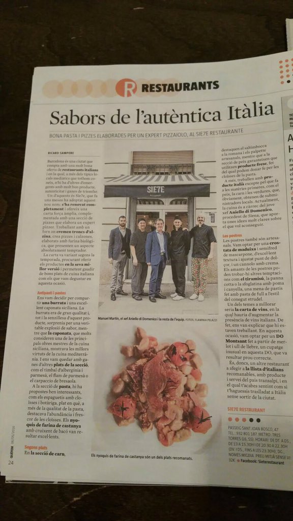 Gràcies <a href="/QFsuplement/">QuèFem?</a> #restaurant #Italy #Barcelona #LaVanguardia #mustgobcn