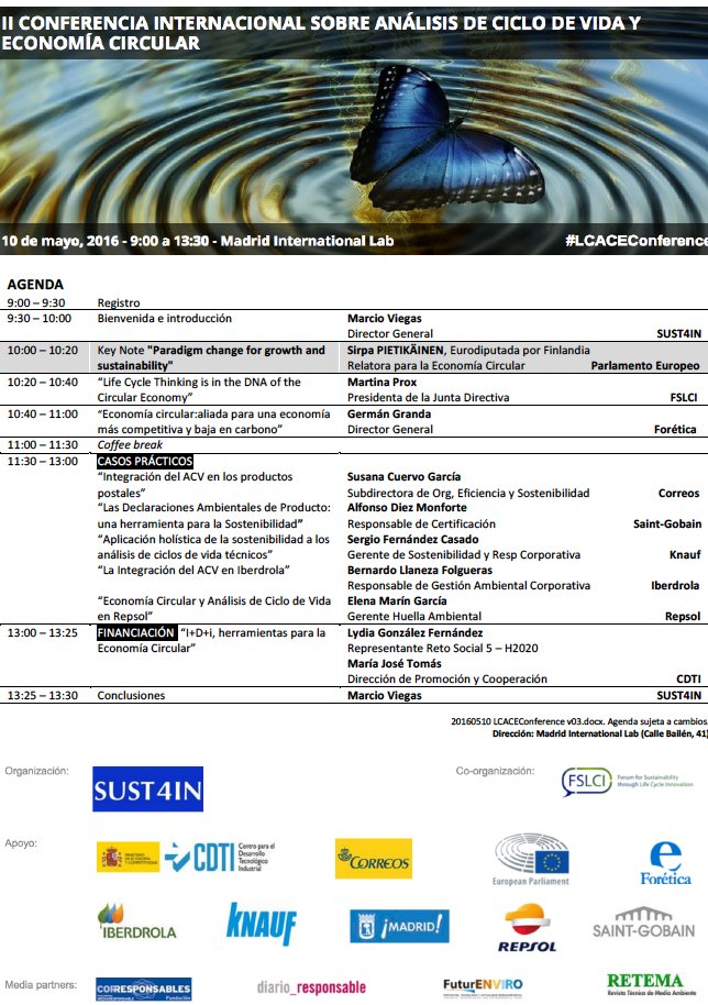 SUST4IN's tweet photo. El martes: II Conferencia Intl sobre #ACV y #EconomíaCircular #LCACEConference https://t.co/gj3XiDO0ug https://t.co/L38j1qya0X
