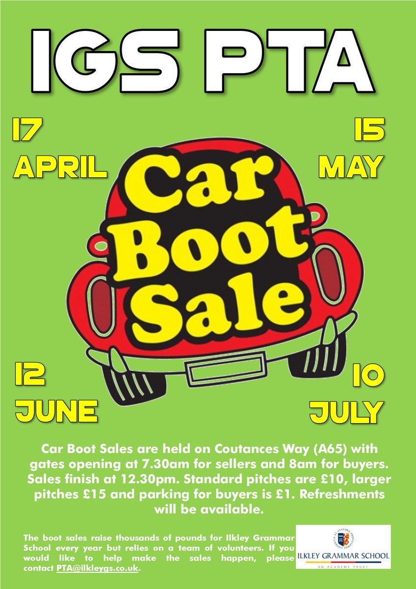 Our next <a href="/IGSPTA/">IGS PTA</a> Car Boot Sale is on 15th May #Grababargain #Ilkley