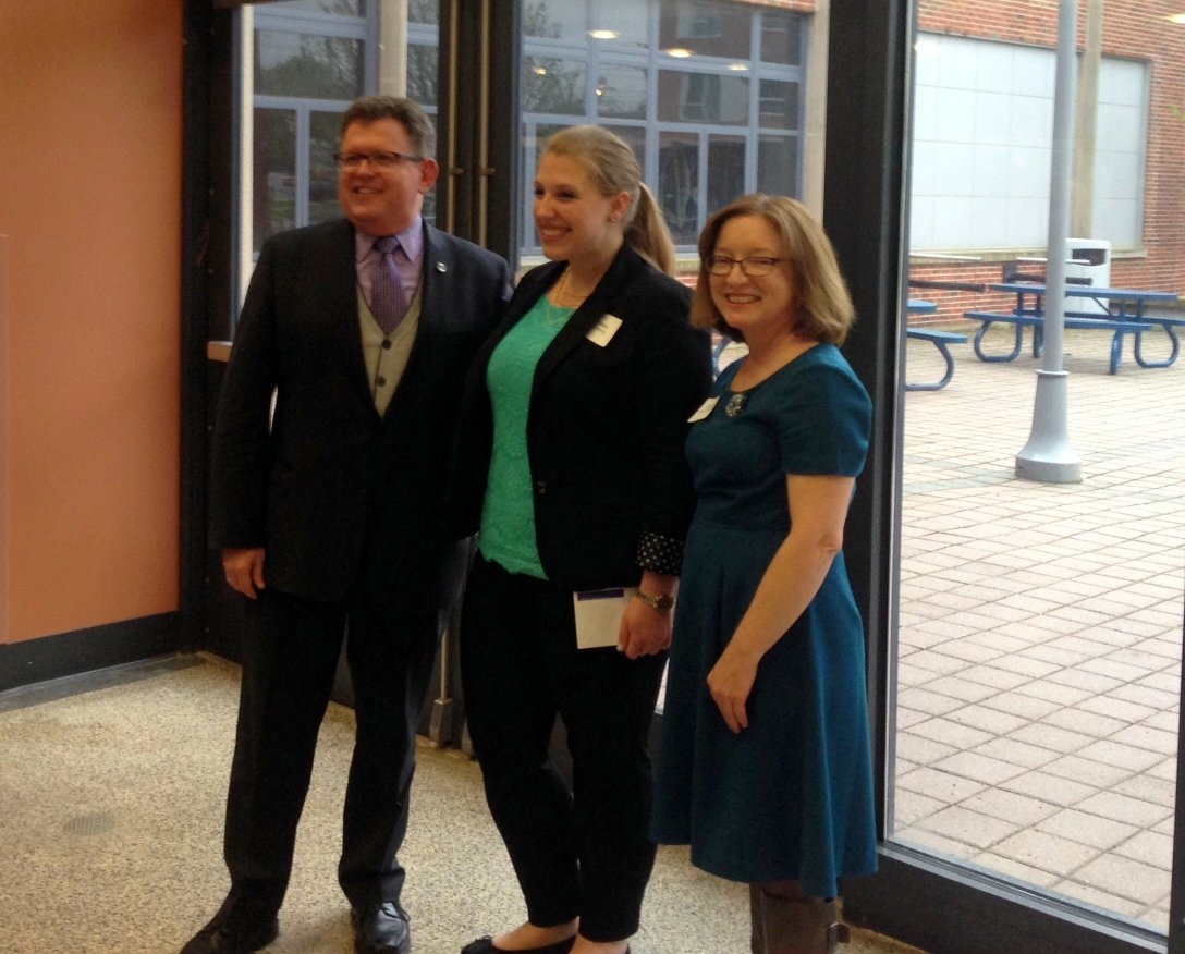 SSUHistory's tweet photo. @SSUHistory grad student Whitney Swanberg with Dr. Chapman-Adisho and @SSUProvost Dr. David Silva! https://t.co/Hk1yGxiELA