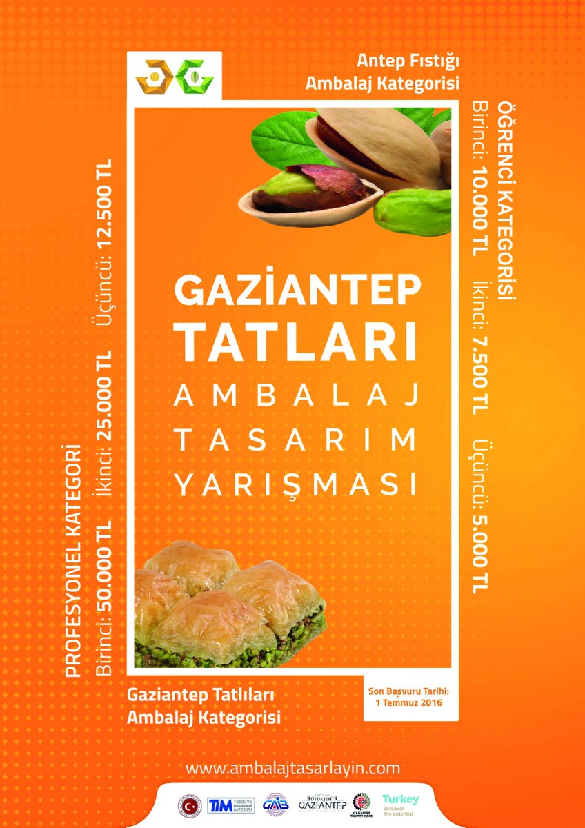 GaibYarisma's tweet photo. Gaziantep Tatları Ambalaj Tasarım Yarışması kapsamında başvuru kabul süreci devam ediyor. https://t.co/sVkVhByUpg https://t.co/WGXS2H6snU
