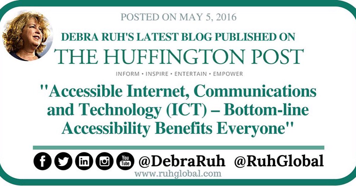 debraruh's tweet photo. My #blog on @HuffingtonPost #Accessibility &amp; #ICT Bottomline #a11y Benefits All https://t.co/ZJP8eFHHtM #axschat https://t.co/a7Xt37CEz2