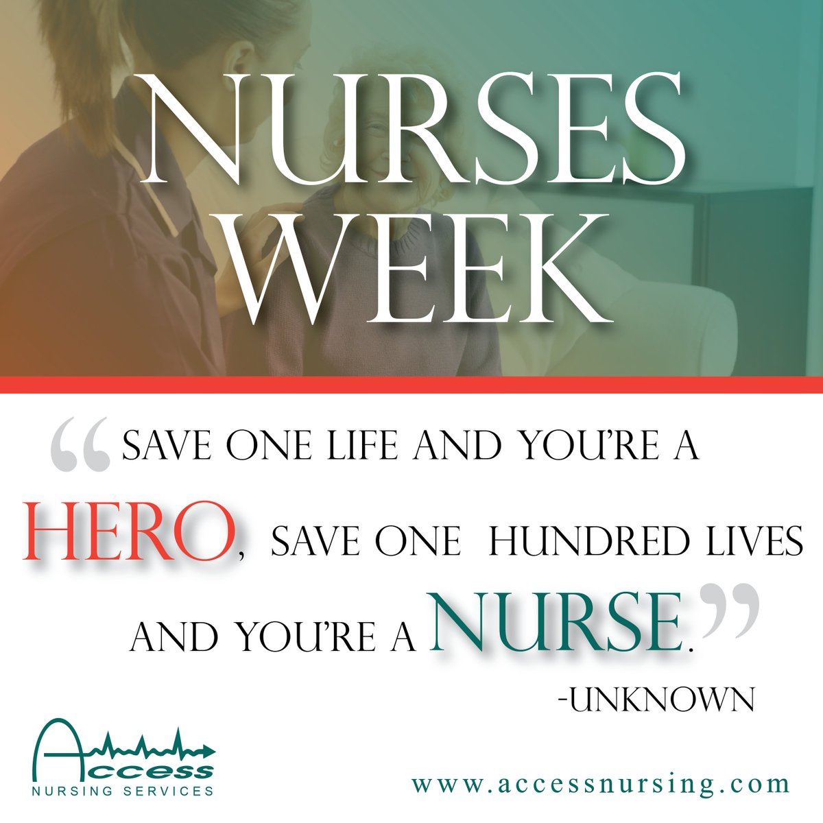 accessnursingny's tweet photo. Happy #NursesWeek! from all of us at ACCESS Nursing Services! :-) https://t.co/ElRXS6E5ui