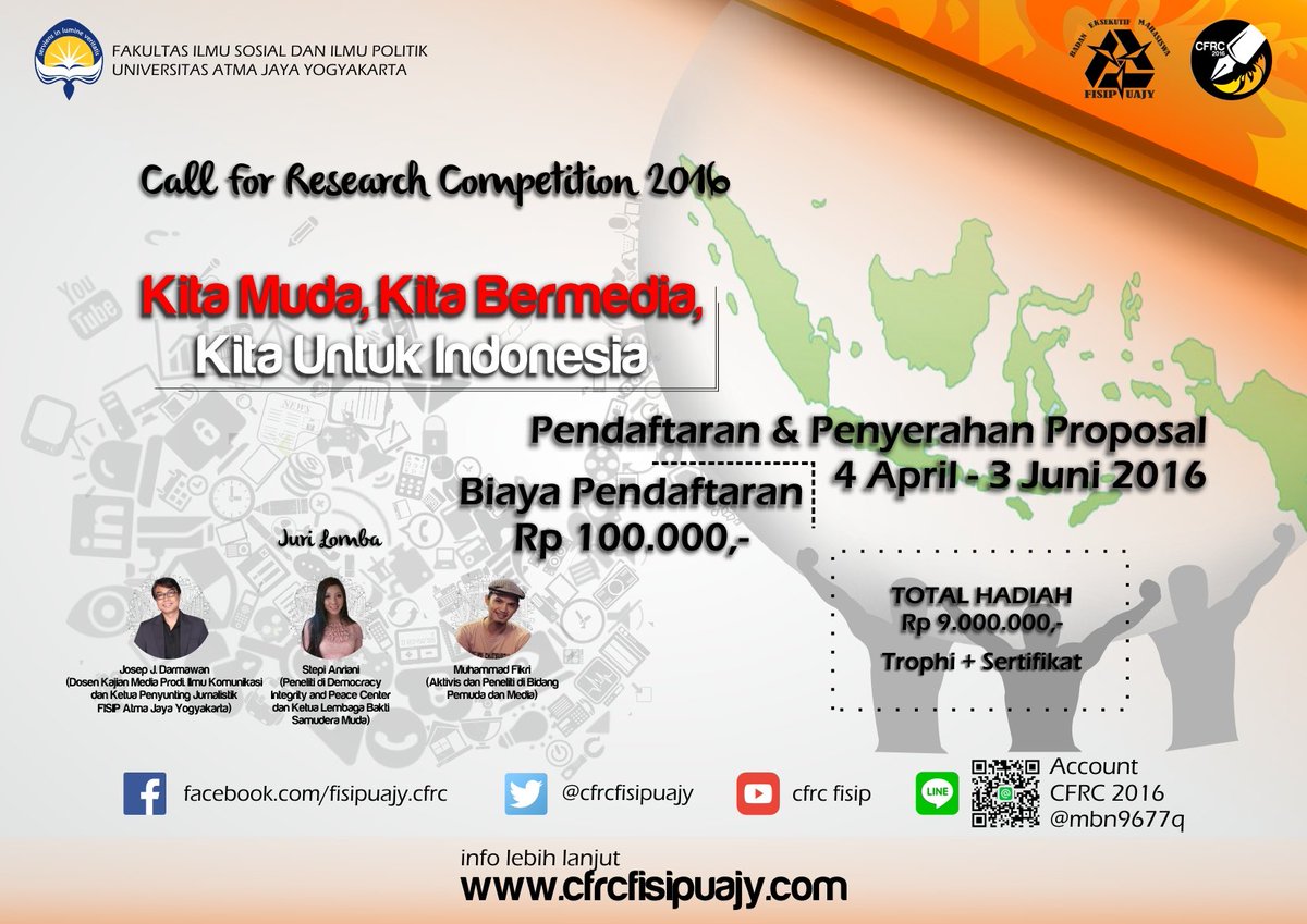 <a href="/Jogja24Jam/">Jogja24Jam</a>  FISIP UAJY mengadakan lomba tingkat nasional CFRC 2016. Info: cfrcfisipuajy.com