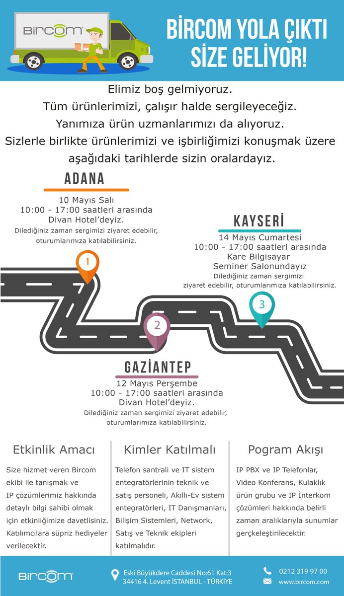 Bircom Yola Çıktı Size Geliyor !
Detaylı Bilgi: goo.gl/LCnPVa
#Adana #Gaziantep #Kayseri