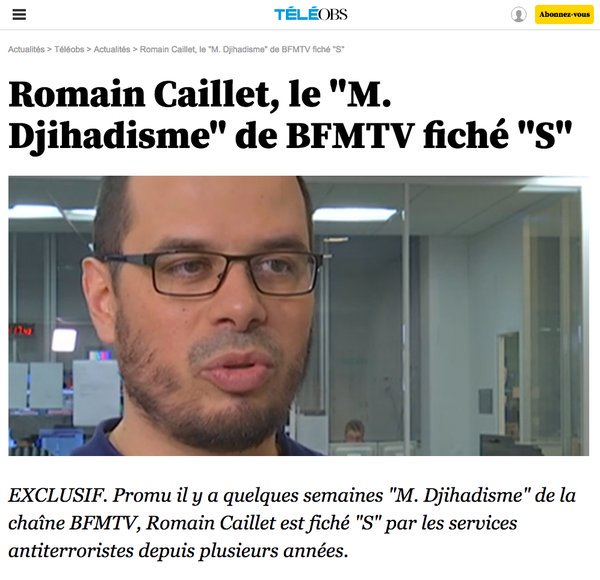 Lol : Romain Caillet, fiché 