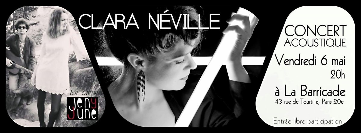 En concert ce soir @barricadebelleville en première partie de <a href="/ClaraNeville1/">Clara Néville</a> youhouhou !! Rdv à 20h.
