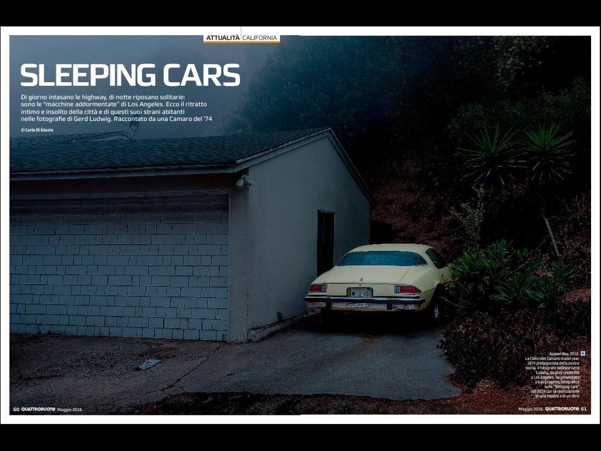 L'apertura del mio pezzo sul #nuovoQuattroruote di maggio sulle #sleepingcars del fotografo tedesco Gerd Ludwig