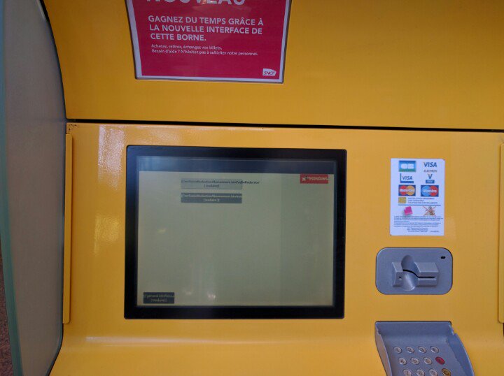 nakudoh's tweet photo. Donc la SNCF a refait l'IHM de ses bornes, ça nous change des écrans bleus #jsfail https://t.co/x9L11tLwgv