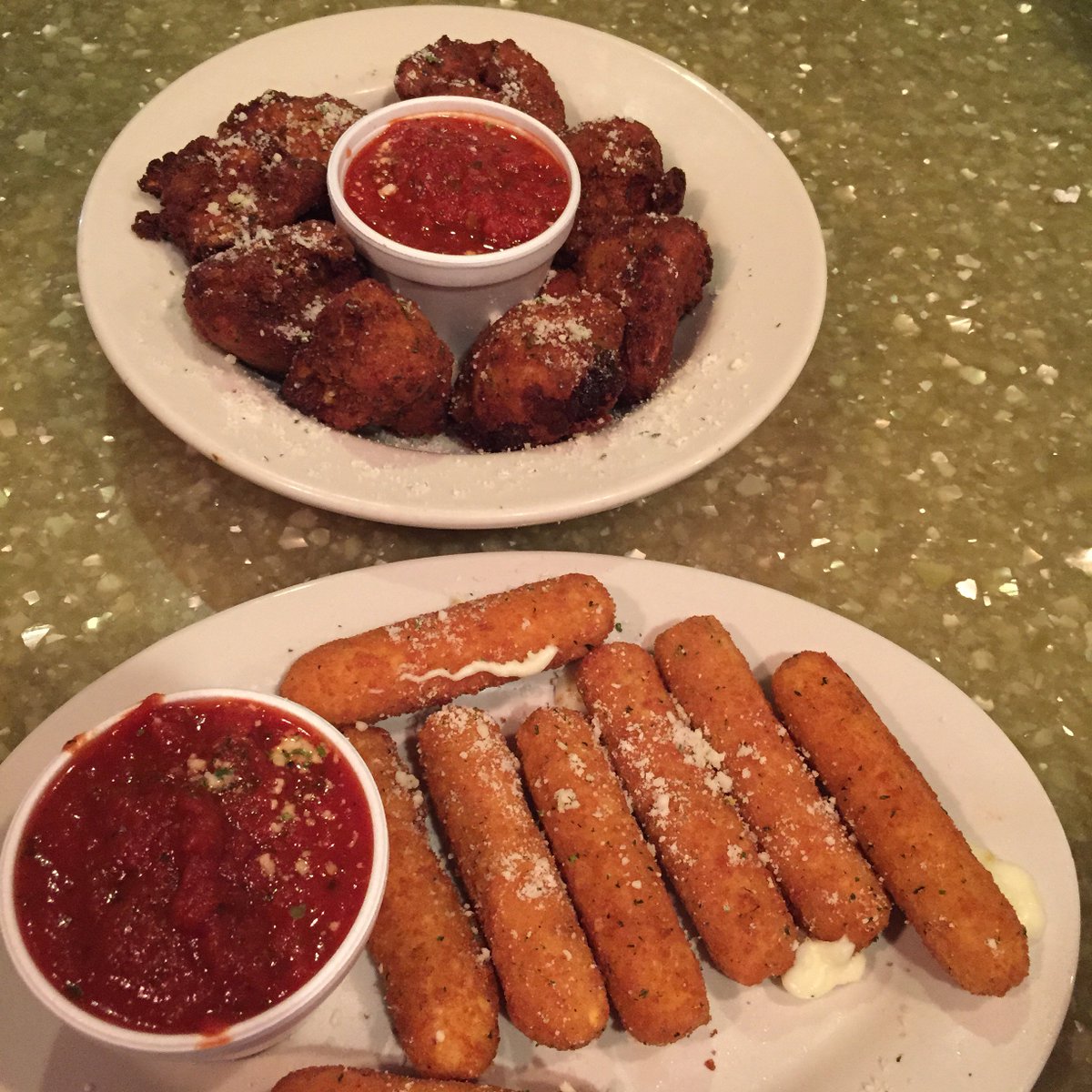 It's Friday! Make sure to treat yourself...Fried Friday! #friedcauliflower #mozzarellasticks #josephspizza #jaxeats
