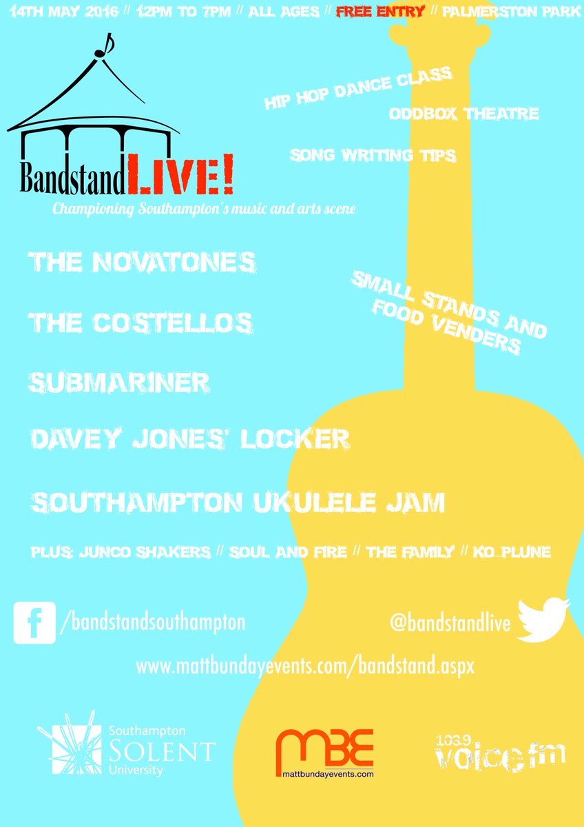 solentmusic's tweet image. Just 8 days 'til @bandstandlive in the heart of Southampton @TheNovatones @Ko_Plune @TheCostellosUK @solentofficial