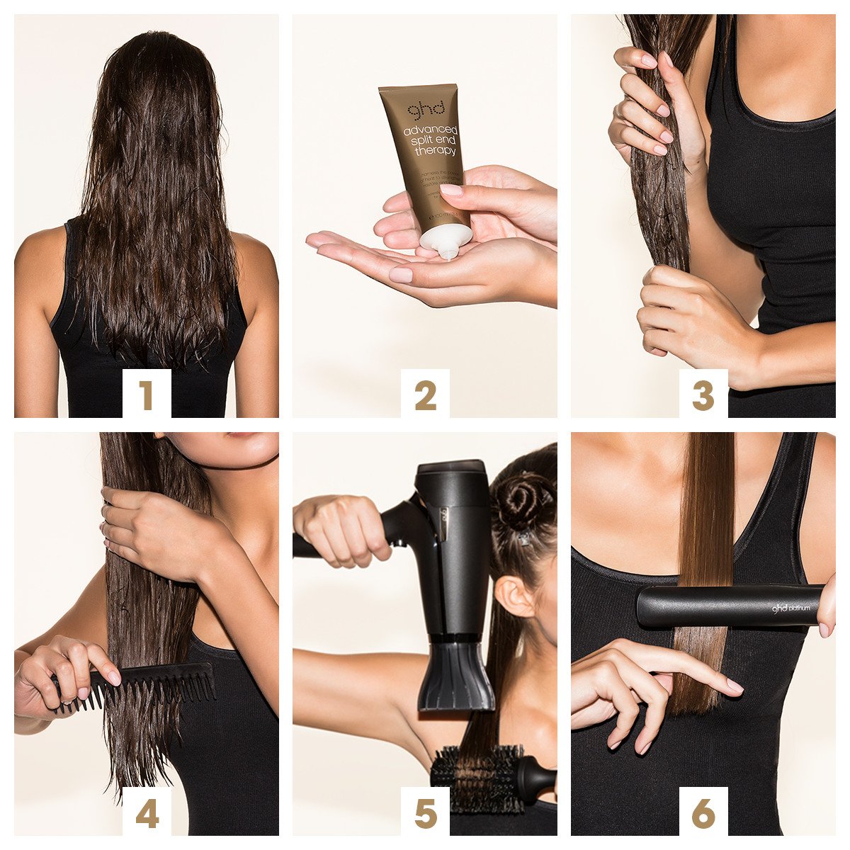 ghdspain's tweet photo. ¿Lista para el fin de semana? 
Sigue estos 6 pasos para lucir un cabello perfecto #ghdadvancedsplitendtherapy https://t.co/4dnIWgQvJz
