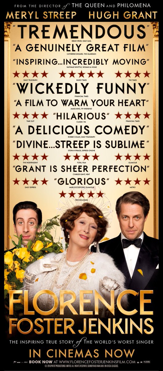 patheuk's tweet photo. We are proud to present #FlorenceFosterJenkins out in UK cinemas TODAY! Book tickets NOW: https://t.co/V95dYNfqNE https://t.co/Ado0bP9cQ4