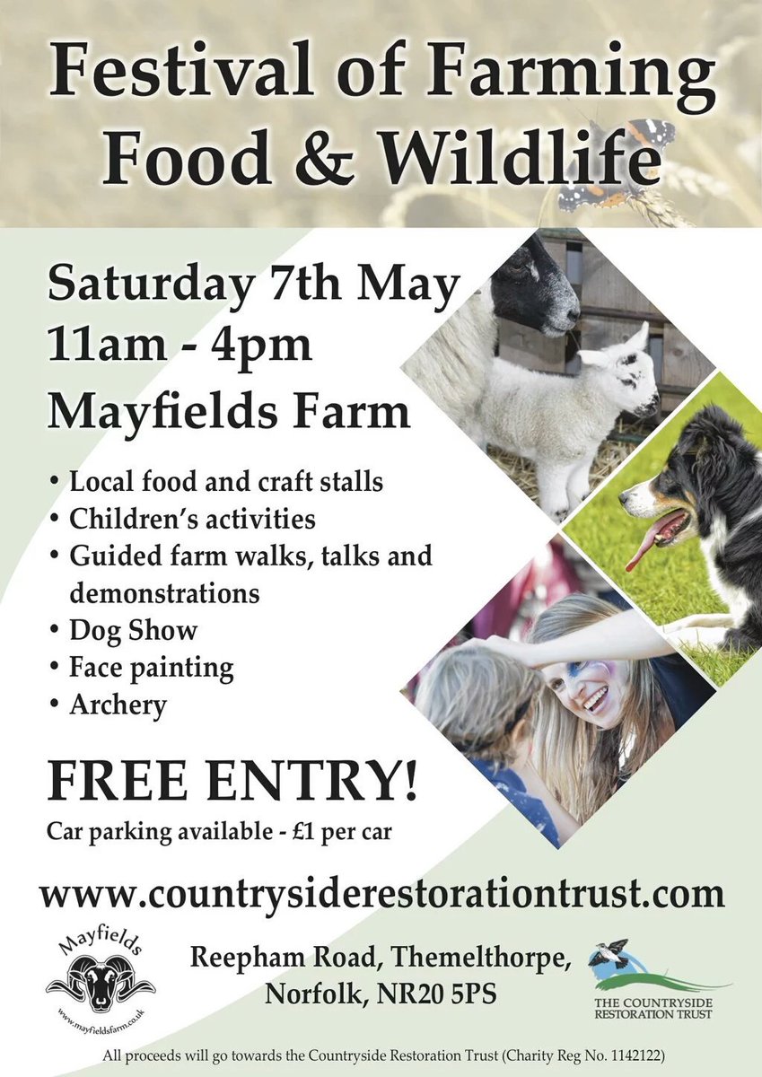 Get ready! Tomorrow we celebrate Farming, Food and Wildlife here at Mayfields Farm, Norfolk. 🐑 #CRT