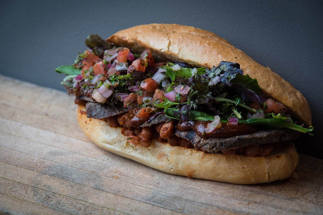 Hey you put the leftovers down we have Santa Maria BBQ for your #desklunch today beef tri-tip, pinquito beans