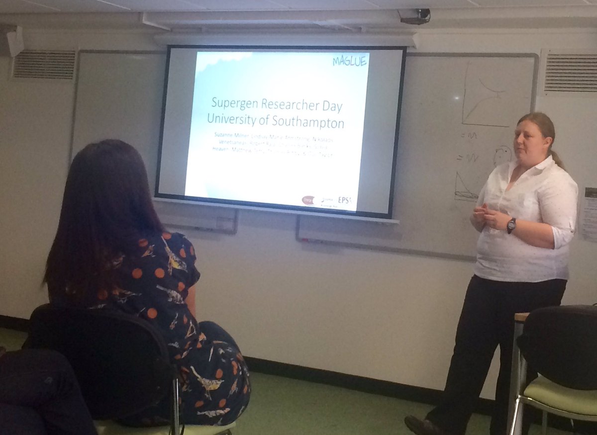 SupergenBioHub's tweet photo. Suzie Milner @MAGLUEproject summarises #bioenergy research at the @unisouthampton #BORRG #WATBIO #MAGLUE #USRG https://t.co/gYIExpPk1r