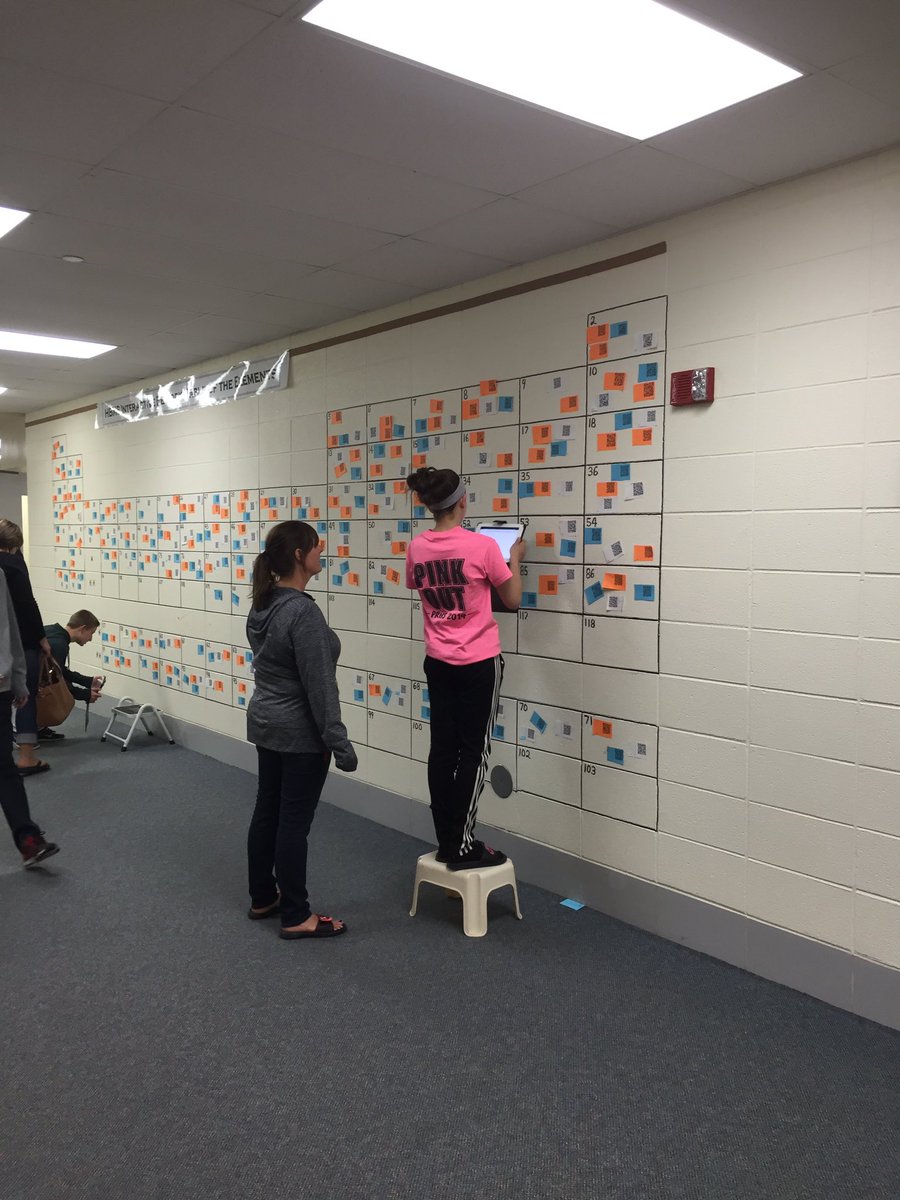 HBMBears's tweet photo. Sharing research during Open House on an interactive periodic table using student created QR codes  #beardsleypride https://t.co/cfOymZCXg0