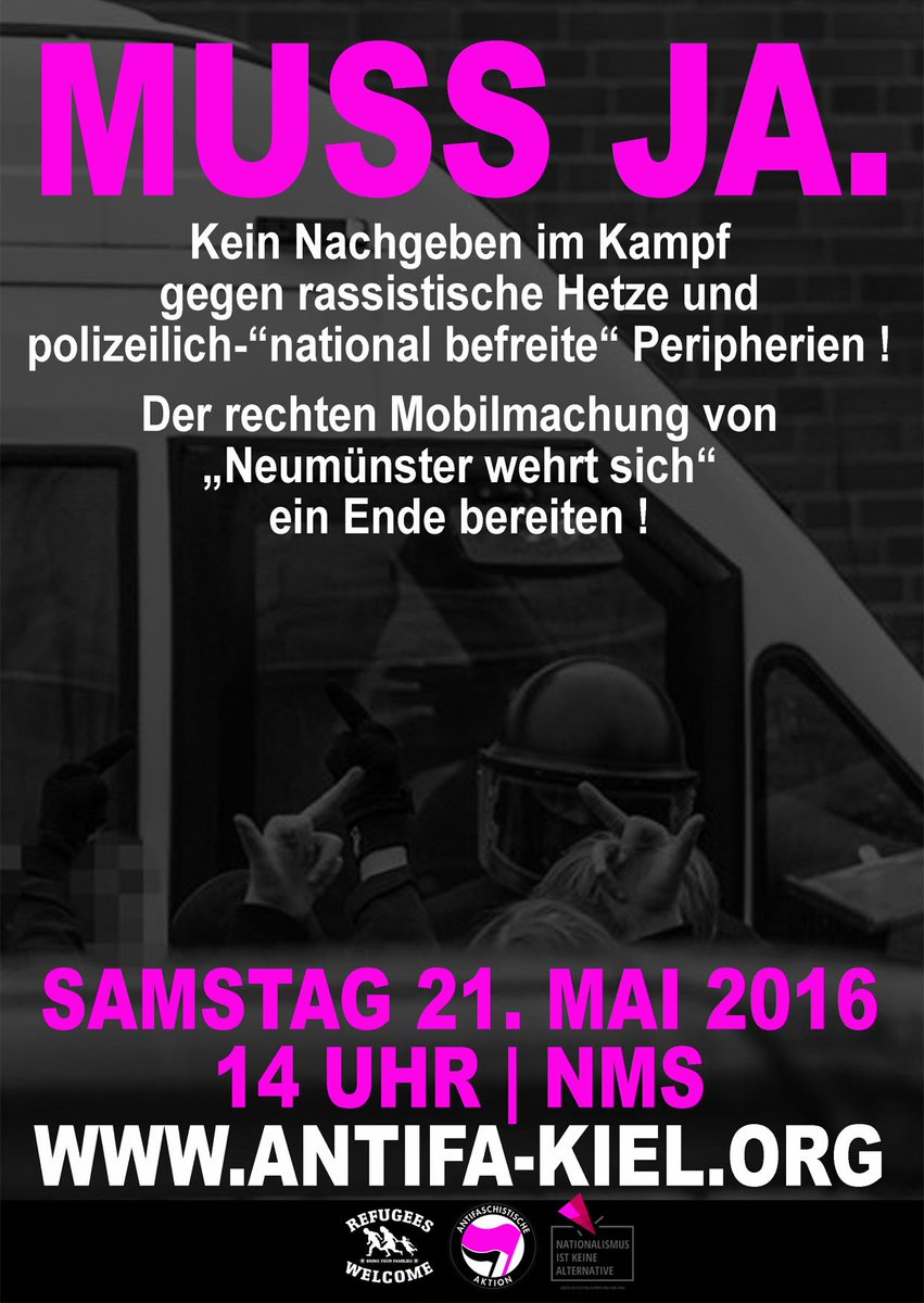 antifa_kiel's tweet photo. SA. 21.5.16: "#Neumünster wehrt sich" ein Ende bereiten! https://t.co/ympt9pvASK #antifa #nonazissh #nmsnazifrei https://t.co/cRpzfcYhvw