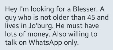 Blessers around Johannesburg kindly DM us.