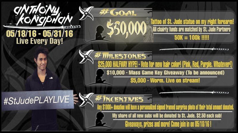 *Announcement* My largest donation goal for any charity event ever ! Help spread the word Ninja fam ❤️