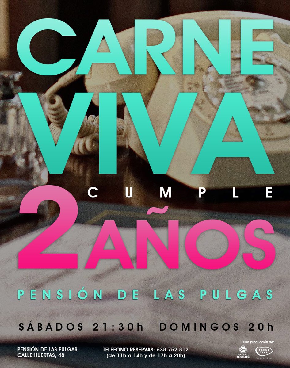 ¡#CarneViva cumple 2 años!
Sábados y domingos en la <a href="/PENSIONdePULGAS/">LaPENSIONdelasPULGAS</a>.
Reserva llamando al 638752812
