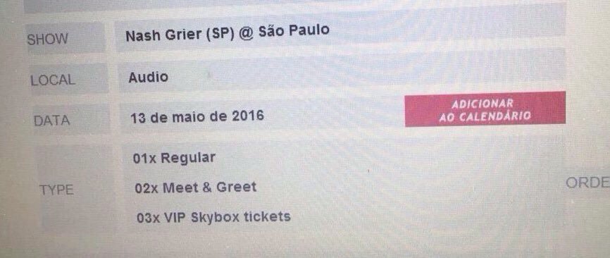 jkairplne's tweet photo. already guarantee my ticket and missing a few days to see you here in Brazil @Nashgrier #TheWaveTickets https://t.co/PsiWDRPXJB