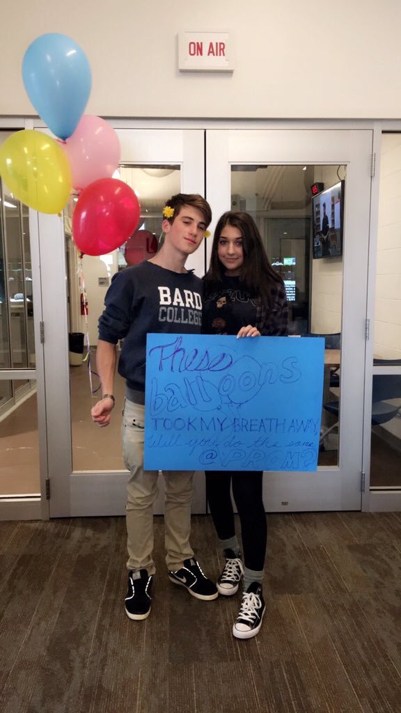 BHHSPromposals's tweet photo. Prom is going to be a blow out with these two!! @itaintnina @AaronPeters_ 🎈🎈🎈🎈 https://t.co/4BB754fDra