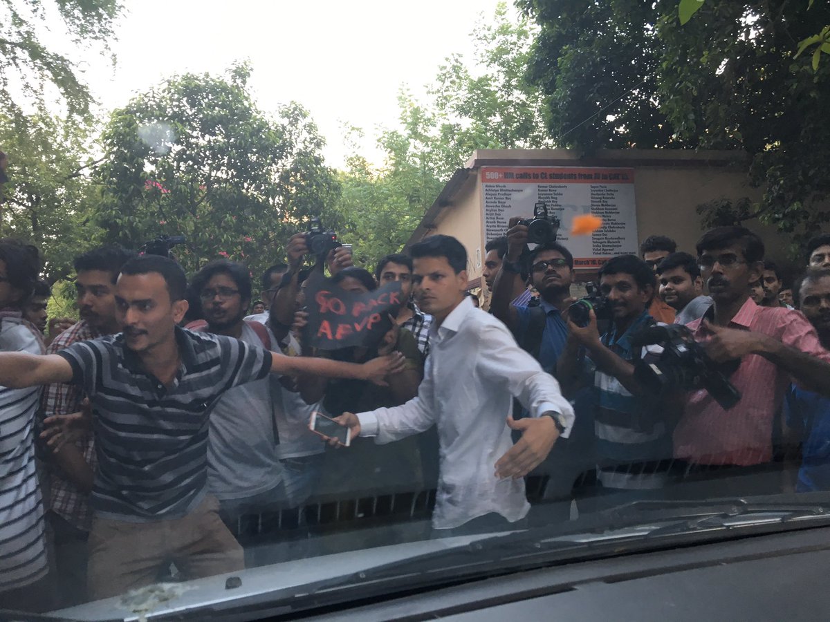 vivekagnihotri's tweet photo. Massive protest against me and the film. They are breaking the car apart. Help needed. https://t.co/Q6lwWRvZG9