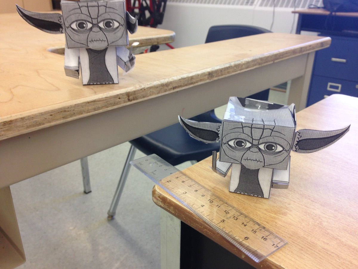 mrs_short_t's tweet image. A bit late for #StarWarsDay We made some Yodas out of cubes and measured parts of them #functionalnumeracy @ugdsb