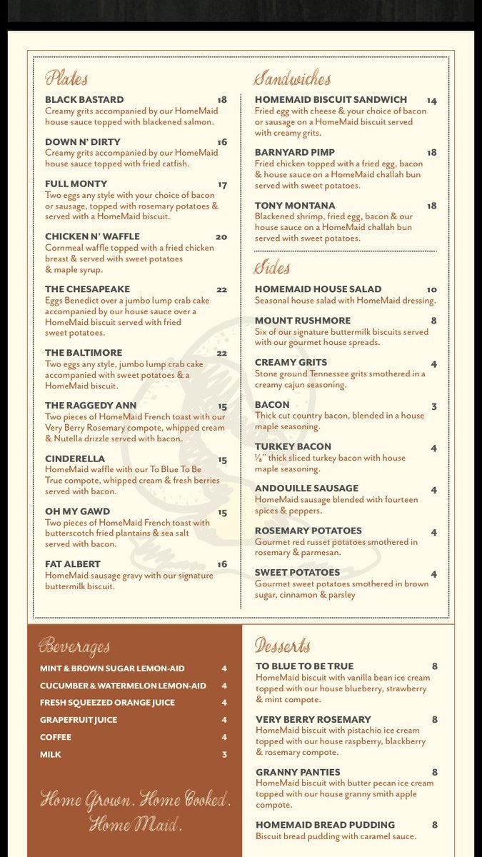 HomeMaidBrunch's tweet photo. Finally! Brunch at night! Join us TONIGHT for Brunch &amp; Cocktails. Show this post and receive 25% OFF of your meal! https://t.co/dlyce8xcnr