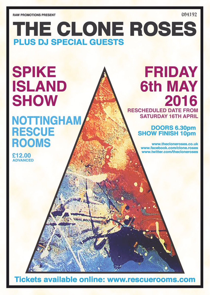 GIGLOOuk's tweet photo. **TONIGHT** Catch the @thecloneroses at @rescuerooms #GIGLOOnottingham https://t.co/e4grTdKO2n