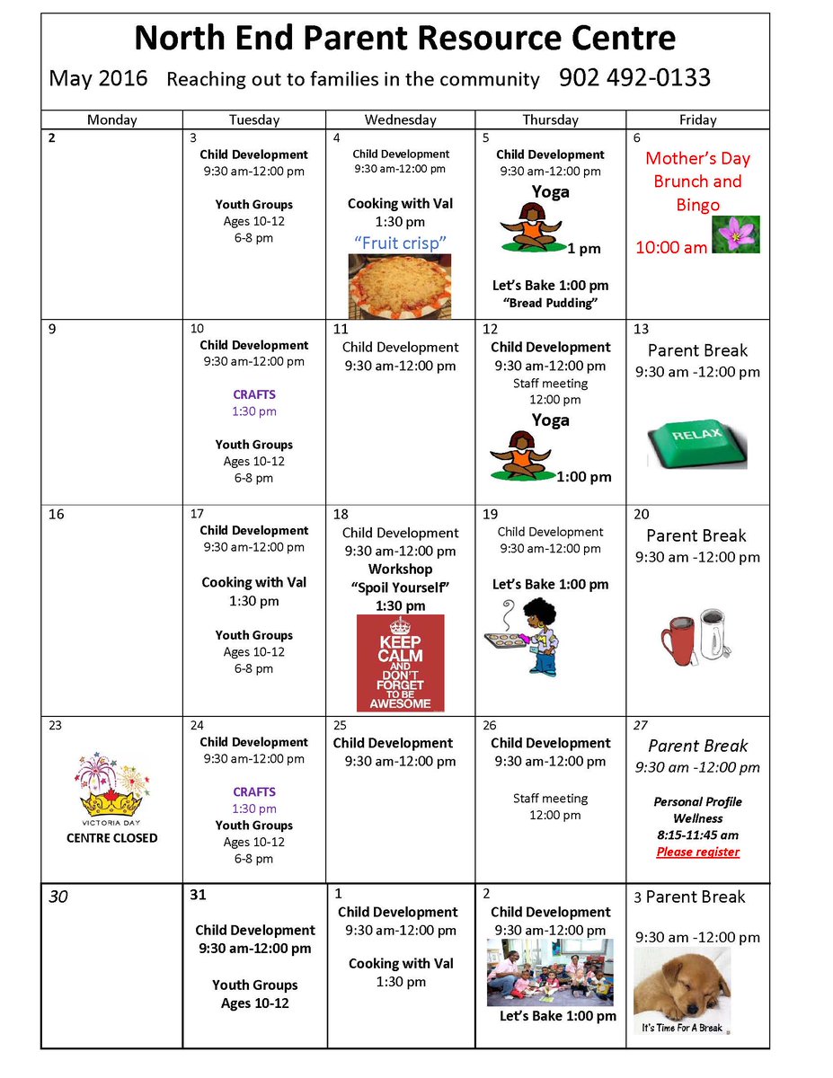 necchalifax's tweet photo. Amazing things happening at North End Parent Resource Centre in May - cooking, yoga, crafts + more! #parentbreak https://t.co/Iy6SwXDx1O