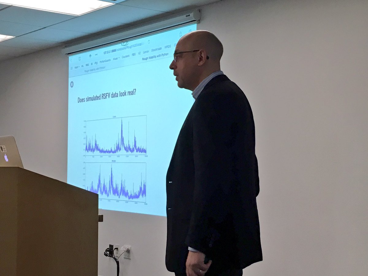 dyjh's tweet image. #PythonQuantsConf kicked off with keynote by Jim Gatheral about Rough #Volatility w/ #Python. @CQFInstitute
