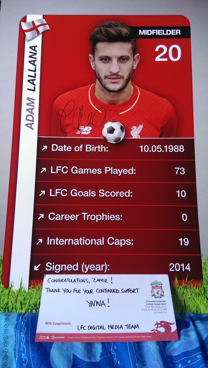 Z4M1R7's tweet photo. Thank you @LFC for signed #LFCStatAttack poster of #AdamLallana
Didn't expect it to be as big. Muchas Gracias. #YNWA https://t.co/MncPjnp6DM