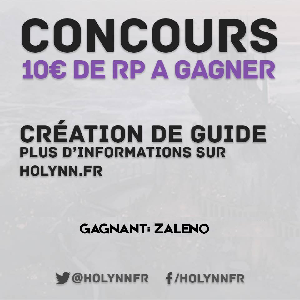 Bravo à <a href="/Zaleno9/">° ͜ʖ͡°</a> qui remporte notre concours de création de guide ! holynn.fr/guide/360-viol…