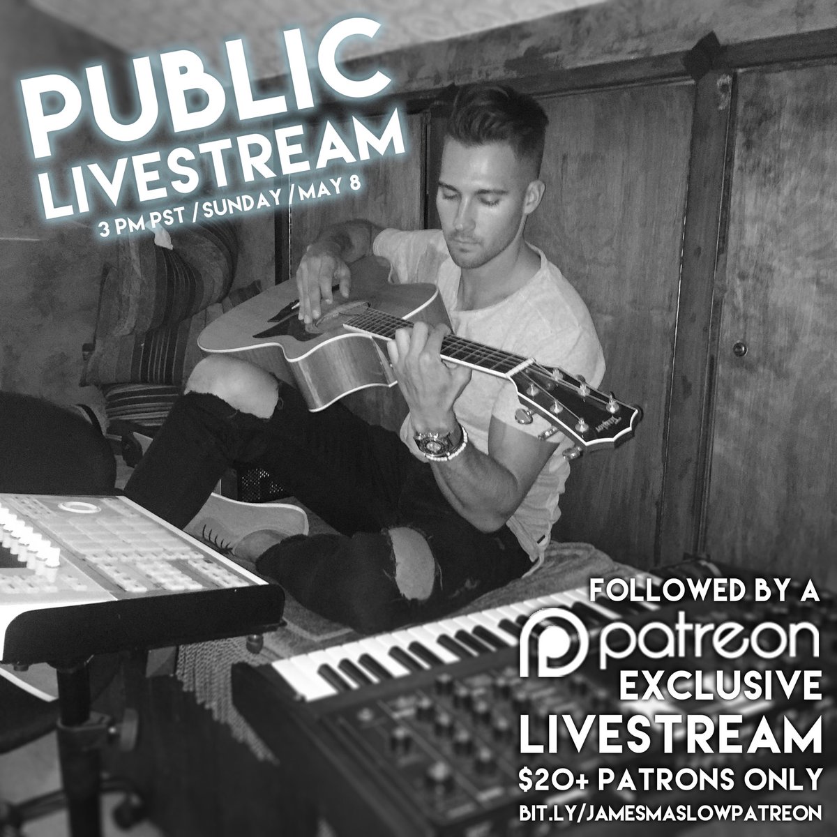 jamesmaslow's tweet image. Public livestream ➡️ followed by a Patreon exclusive livestream. Sunday, May 8th. 3PM PST.