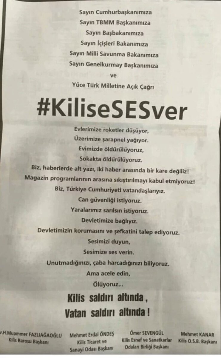 Bugünkü acı ilan ile 
"Kilisi IŞİDenVarmı " ..?