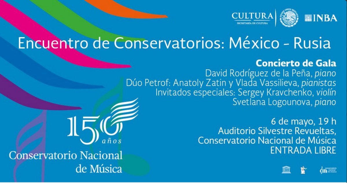 Los invitamos hoy al <a href="/ConservatorioMX/">CONSERVATORIO MX</a> para el Concierto de Gala México-Rusia. Hoy 19:00 horas. Entrada Libre.