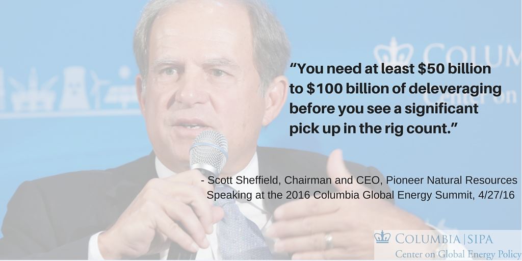ColumbiaUEnergy's tweet photo. Pioneer Natural Resources CEO Sheffield discussed shale financing & debt at #CGEP2016Summit: https://t.co/KxrDquvyhI https://t.co/HD7zPgGGoi